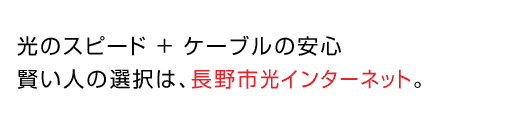 光のスピード+ケーブルの安心 賢い人の選択は、長野市光インターネット。