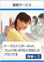 接続サービス ケーブルインターネット、フレッツ光、ADSLに対応したプランです