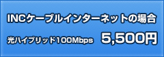 INCケーブルインターネットの場合
光ハイブリッド100Mbps 5,500円