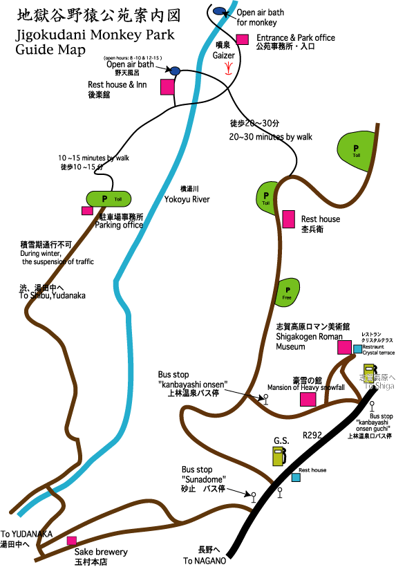 Jigokudani Snow monkey park map